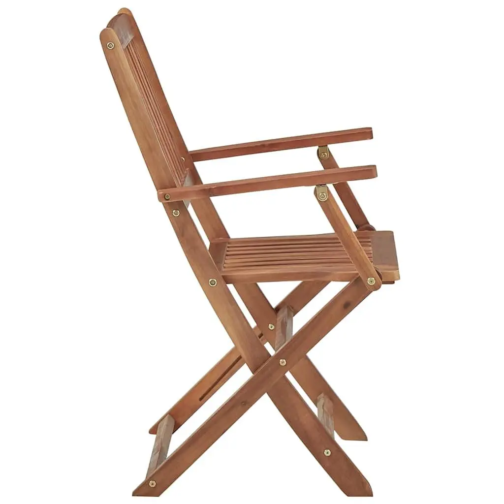Outdoor Chairs Folding Solid Wood 8 Piece Garden Dining Seating Brown