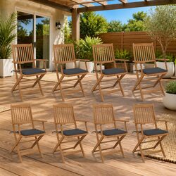 Premium Acacia Wood Folding Dining Chairs Set of 8