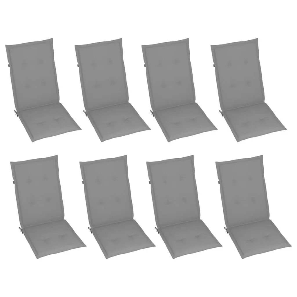 Reclining Chairs Set Solid Acacia Wood Grey 8 Piece