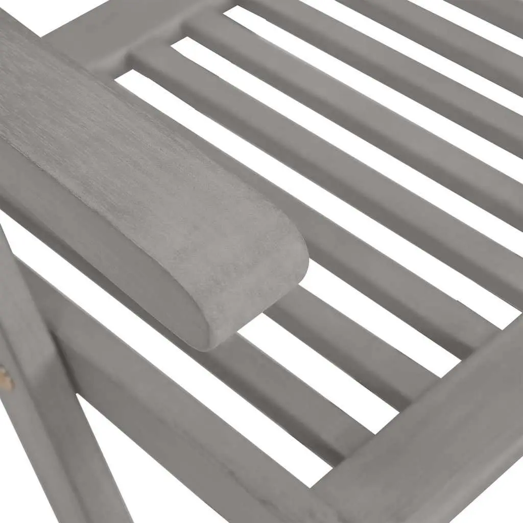 Outdoor Reclining Chairs Set Solid Acacia Wood 8 Piece Grey with Cushions