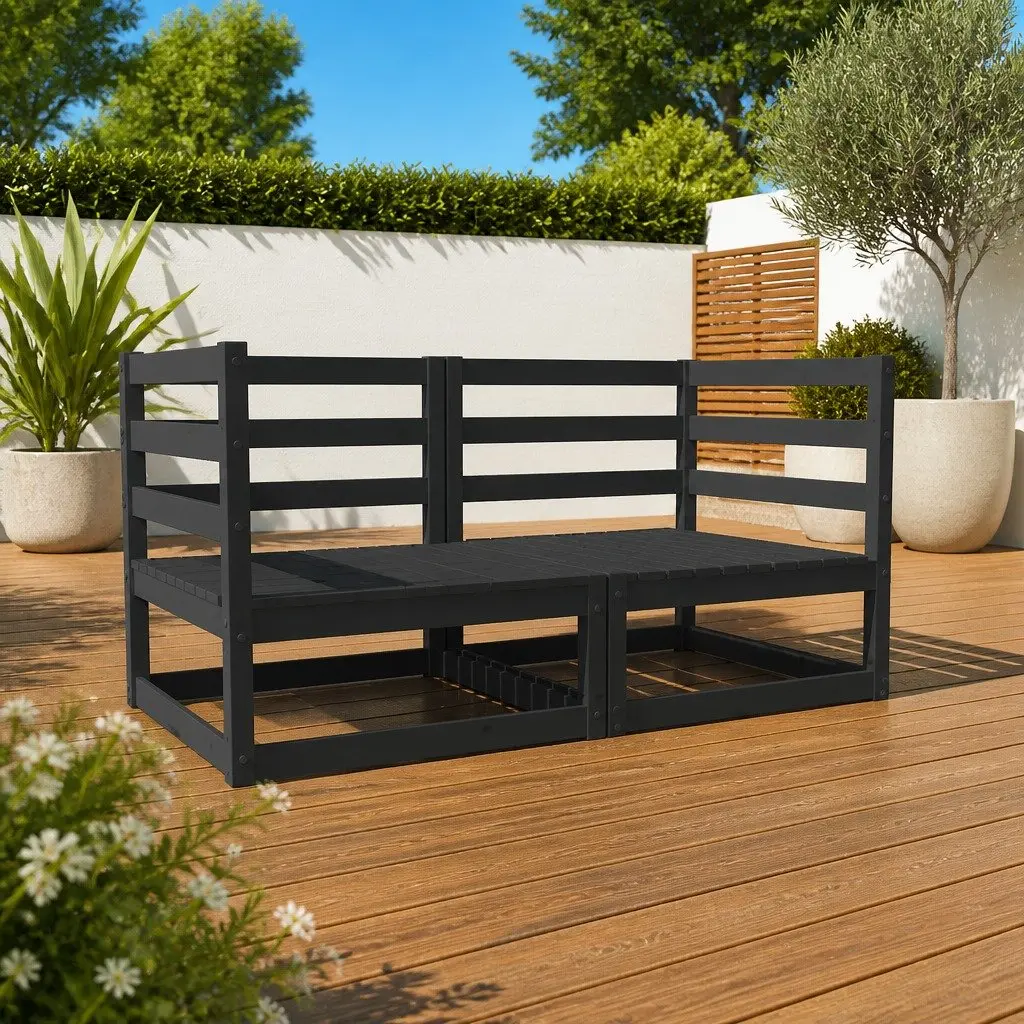 Modular 2-Seater Garden Sofa in Black