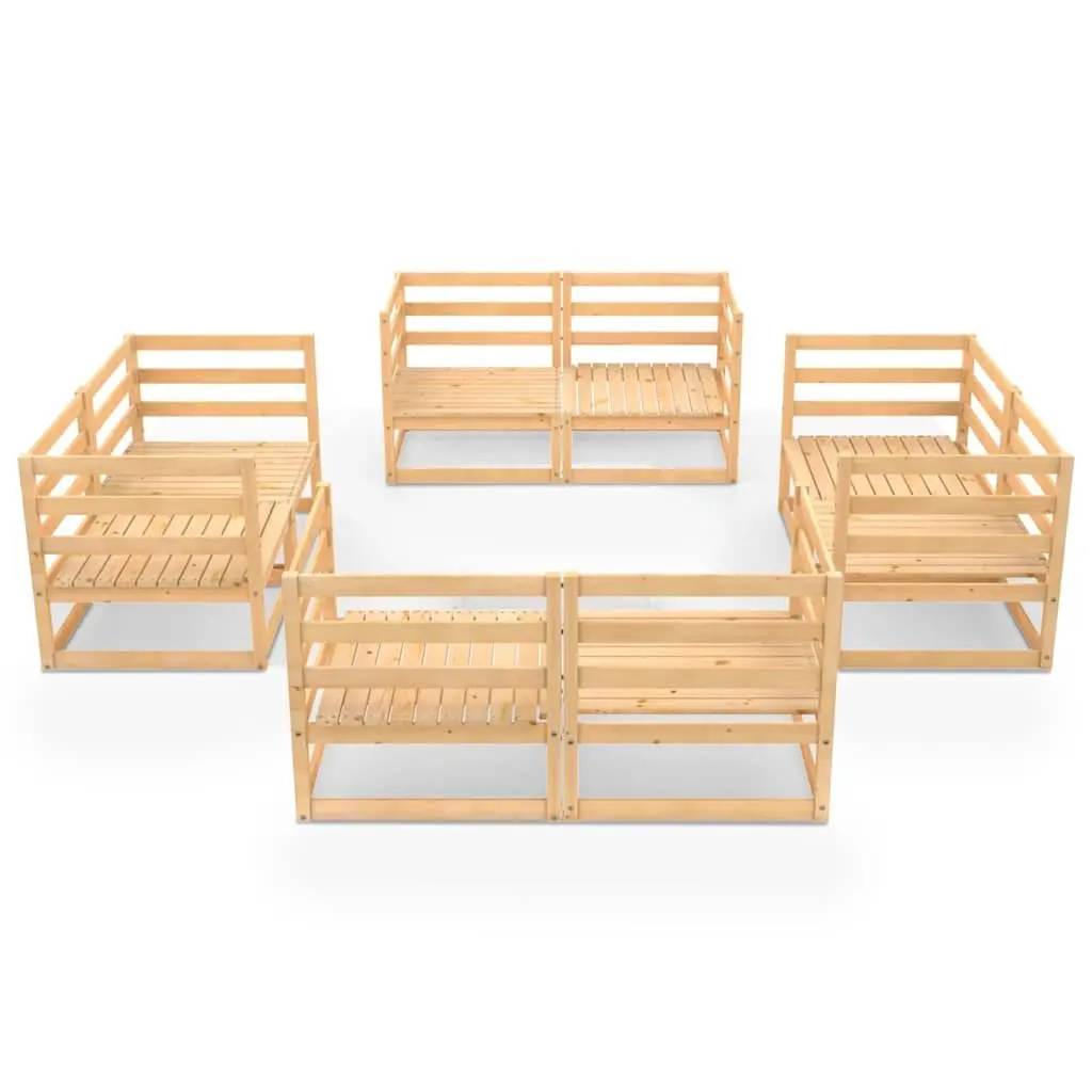 8 Piece Modular Lounge Set Solid Pinewood Brown