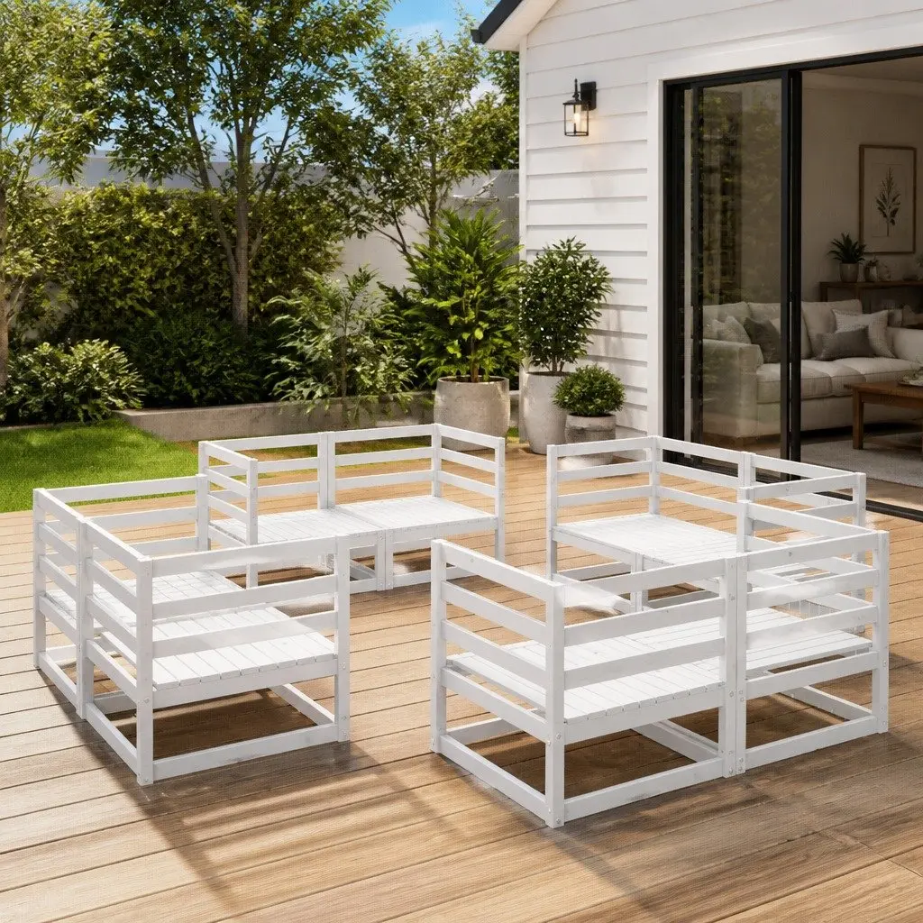 8-Piece Modular Garden Lounge Set in White