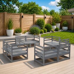 Modular Outdoor Lounge Set – 8 Piece Grey Pinewood