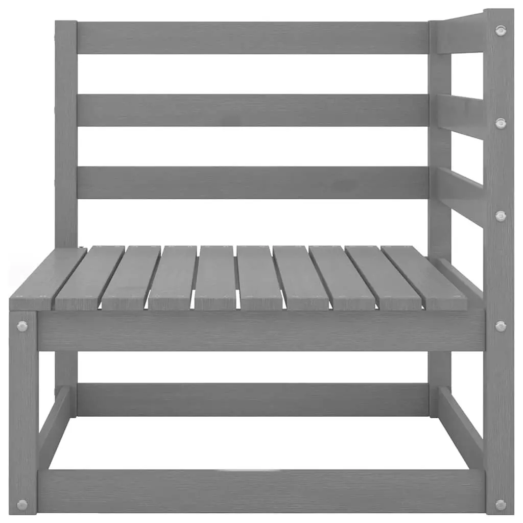 Garden Lounge Set Solid Pinewood 8 Piece Grey Outdoor Furniture Modular Patio