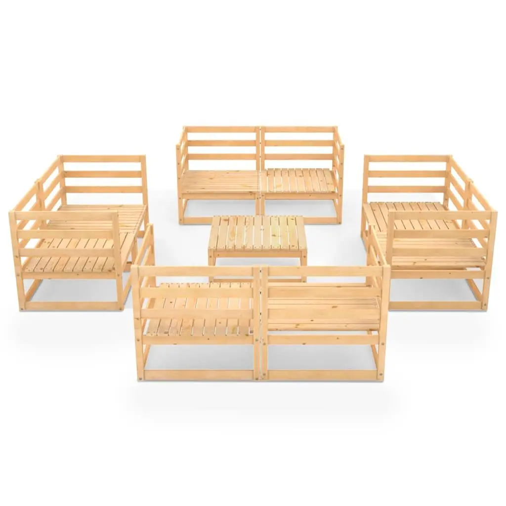 9 Piece Modular Garden Lounge Set Solid Pinewood Brown