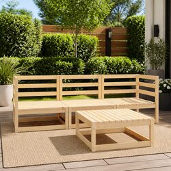 Durable 4 Piece Outdoor Lounge Set in Solid Wood