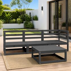 4-Piece Grey Outdoor Lounge Set in Solid Pinewood