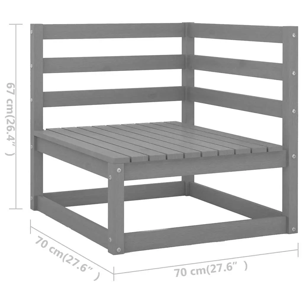 4-Piece Grey Outdoor Lounge Set in Solid Pinewood
