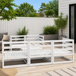 Premium 6 Piece Garden Lounge Set in White Solid Pinewood