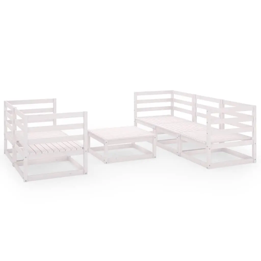 6 Piece Garden Lounge Set in White Solid Pinewood