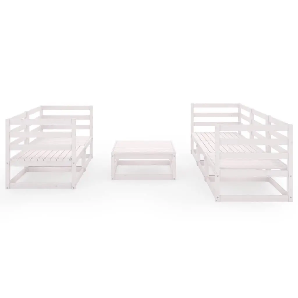 6 Piece Garden Lounge Set in White Solid Pinewood
