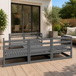 Sturdy 6 Piece Grey Garden Lounge Set for Outdoor Comfort