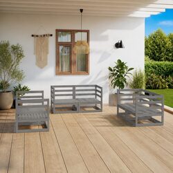 Modular Garden Lounge Set of 6 in Grey Pinewood