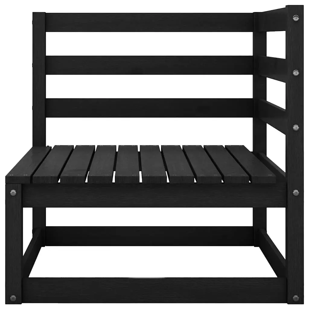 7 Piece Modular Garden Lounge Set in Black Pinewood