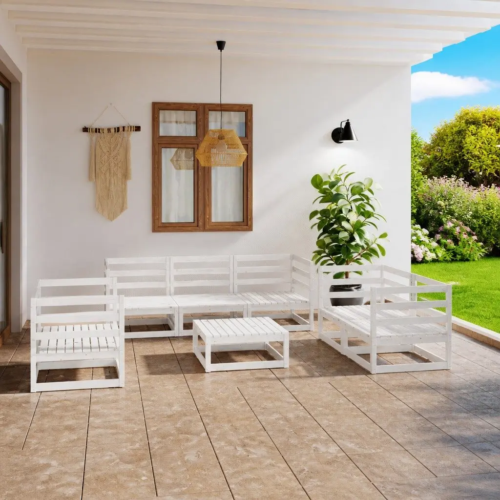 8 Piece White Outdoor Modular Sofa Set