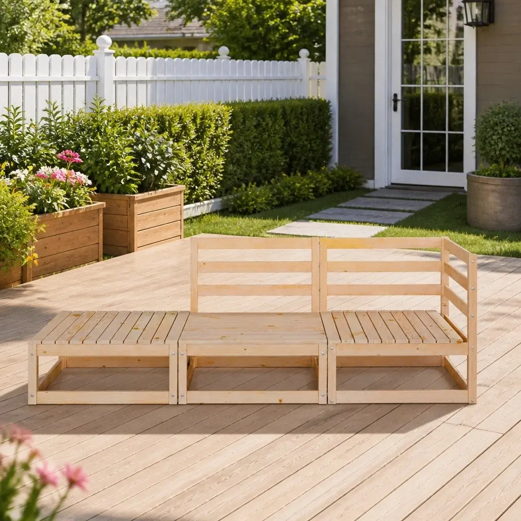 3 Piece Garden Lounge Set Solid Pinewood Brown