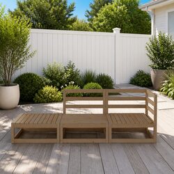 3 Piece Outdoor Garden Lounge Set in Brown Wood