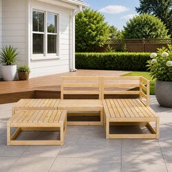 5 Piece Brown Garden Lounge Set for Outdoor Relaxation