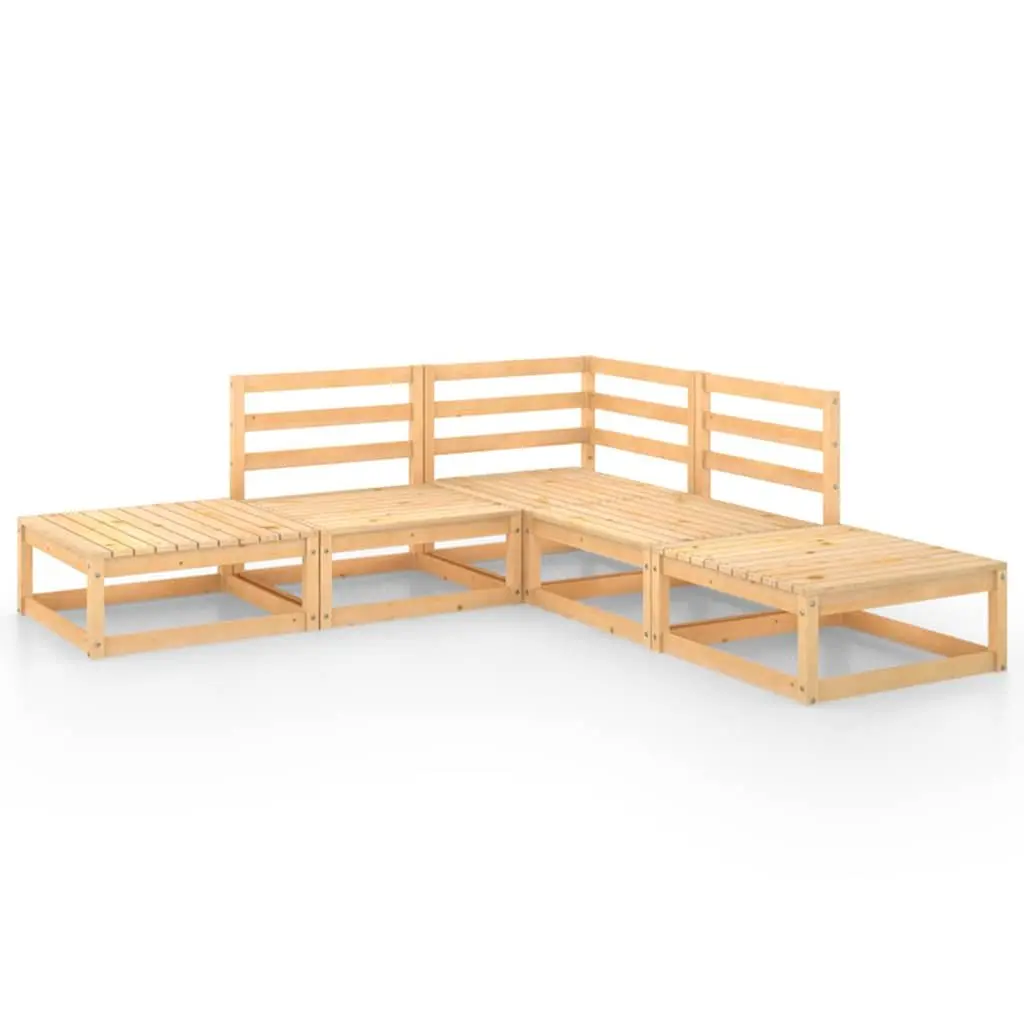 5 Piece Garden Lounge Set Solid Pinewood Brown