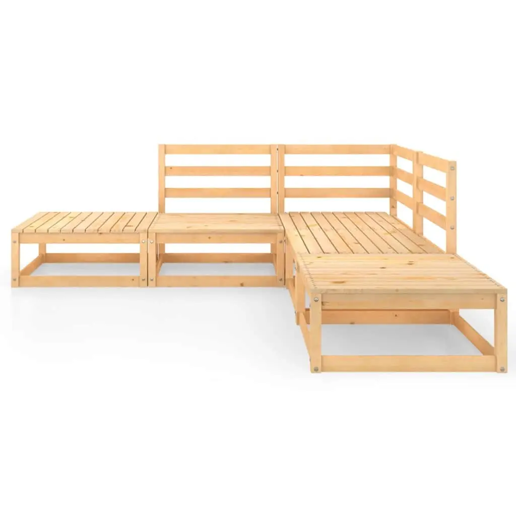 5 Piece Garden Lounge Set Solid Pinewood Brown