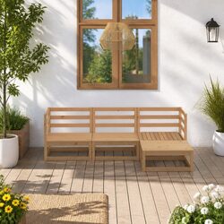 4 Piece Modular Garden Lounge Set - Durable Pinewood