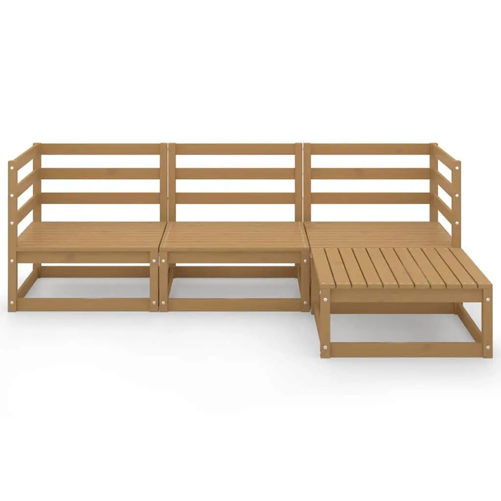 4 Piece Garden Lounge Set Solid Pinewood Outdoor Patio Furniture Brown Modular