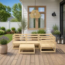 Durable 5 Piece Brown Modular Garden Lounge Set