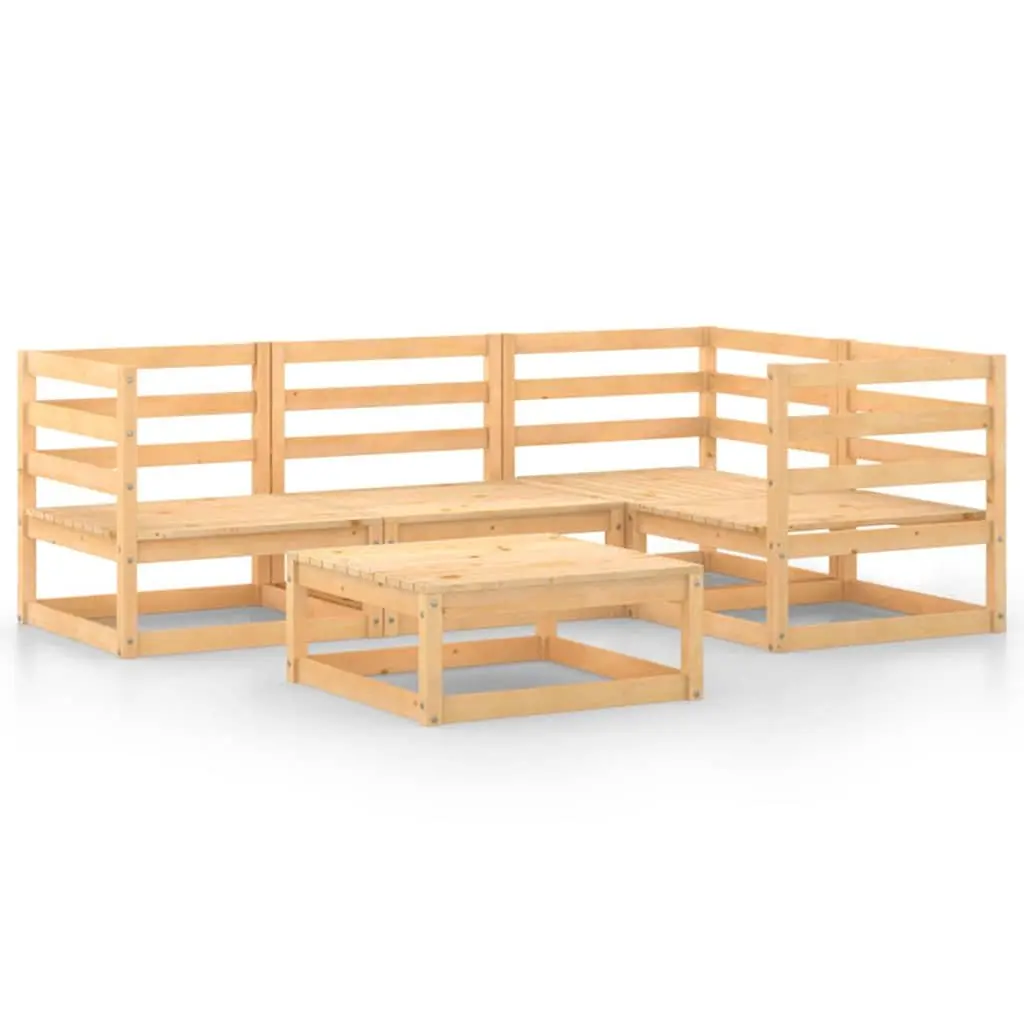 5 Piece Garden Lounge Set Solid Pinewood Brown Modular