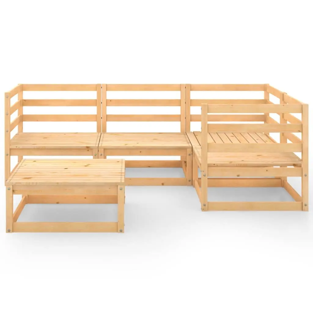 5 Piece Garden Lounge Set Solid Pinewood Brown Modular