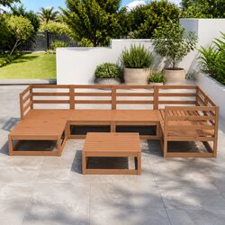 Solid Pinewood 7 Piece Garden Lounge Set with Pallet Design