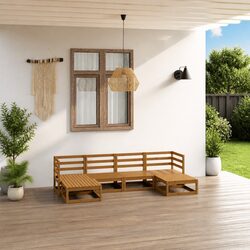 Sturdy Brown 6 Piece Garden Lounge Set in Solid Pinewood