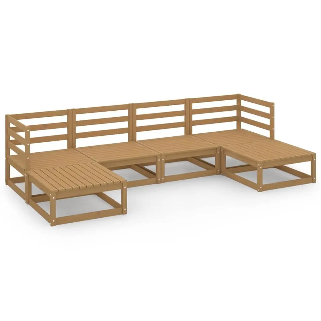Brown 6 Piece Garden Lounge Set in Solid Pinewood