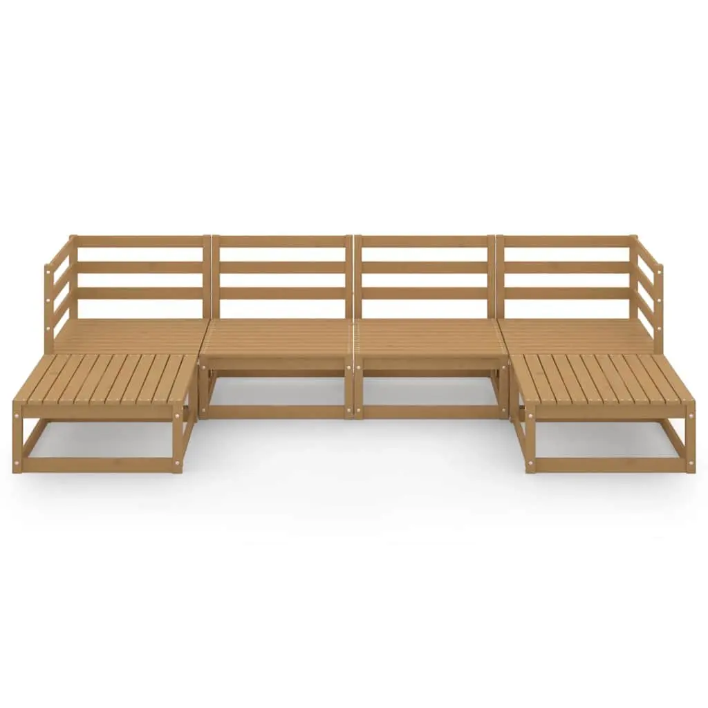 Brown 6 Piece Garden Lounge Set in Solid Pinewood