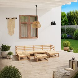 Brown Modular 7 Piece Garden Lounge Set for Outdoor Spaces