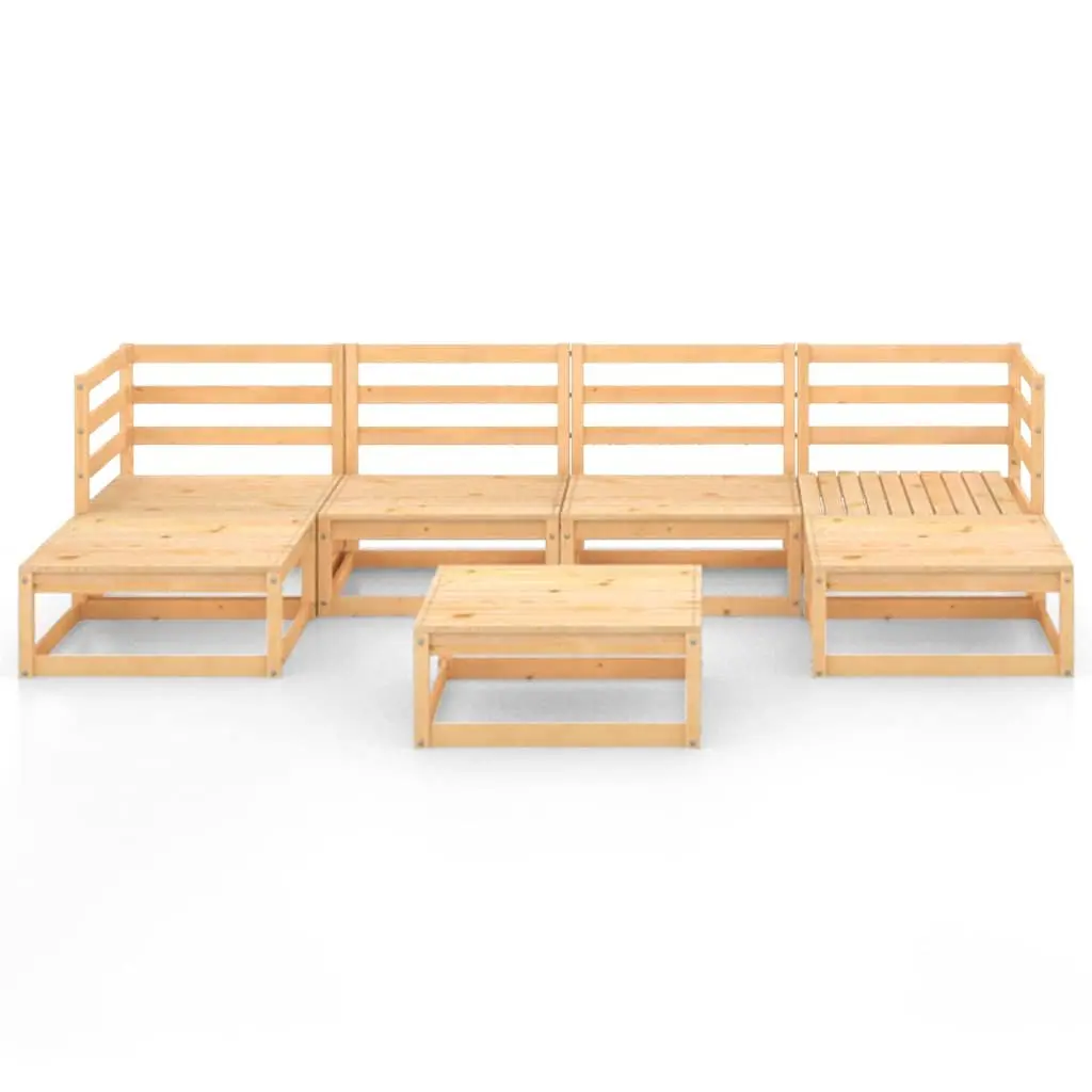 7 Piece Modular Garden Lounge Set Solid Pinewood Brown Outdoor Furniture