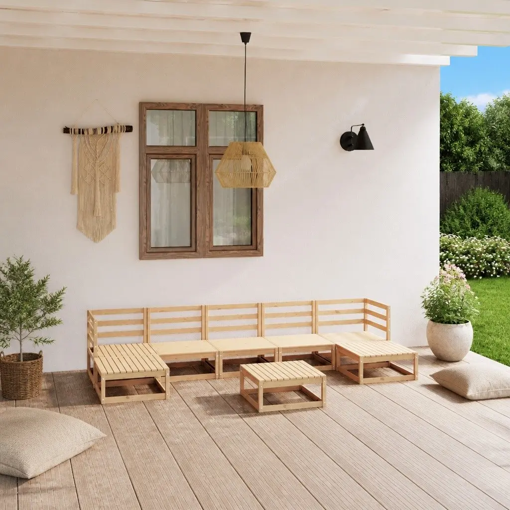 Brown Pinewood 8 Piece Modular Garden Lounge Set