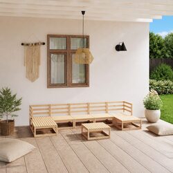 Brown Pinewood 8 Piece Modular Garden Lounge Set
