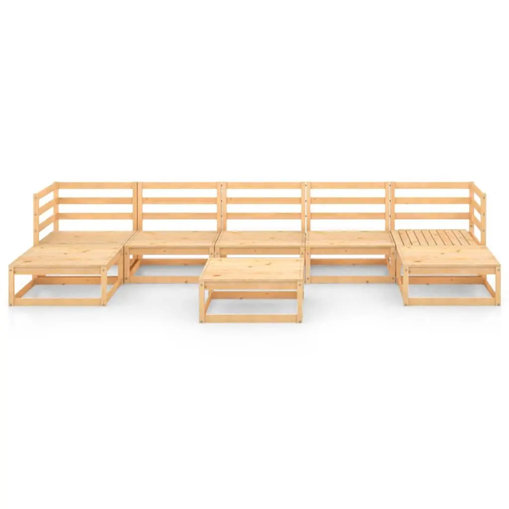 Brown Pinewood 8 Piece Modular Garden Lounge Set