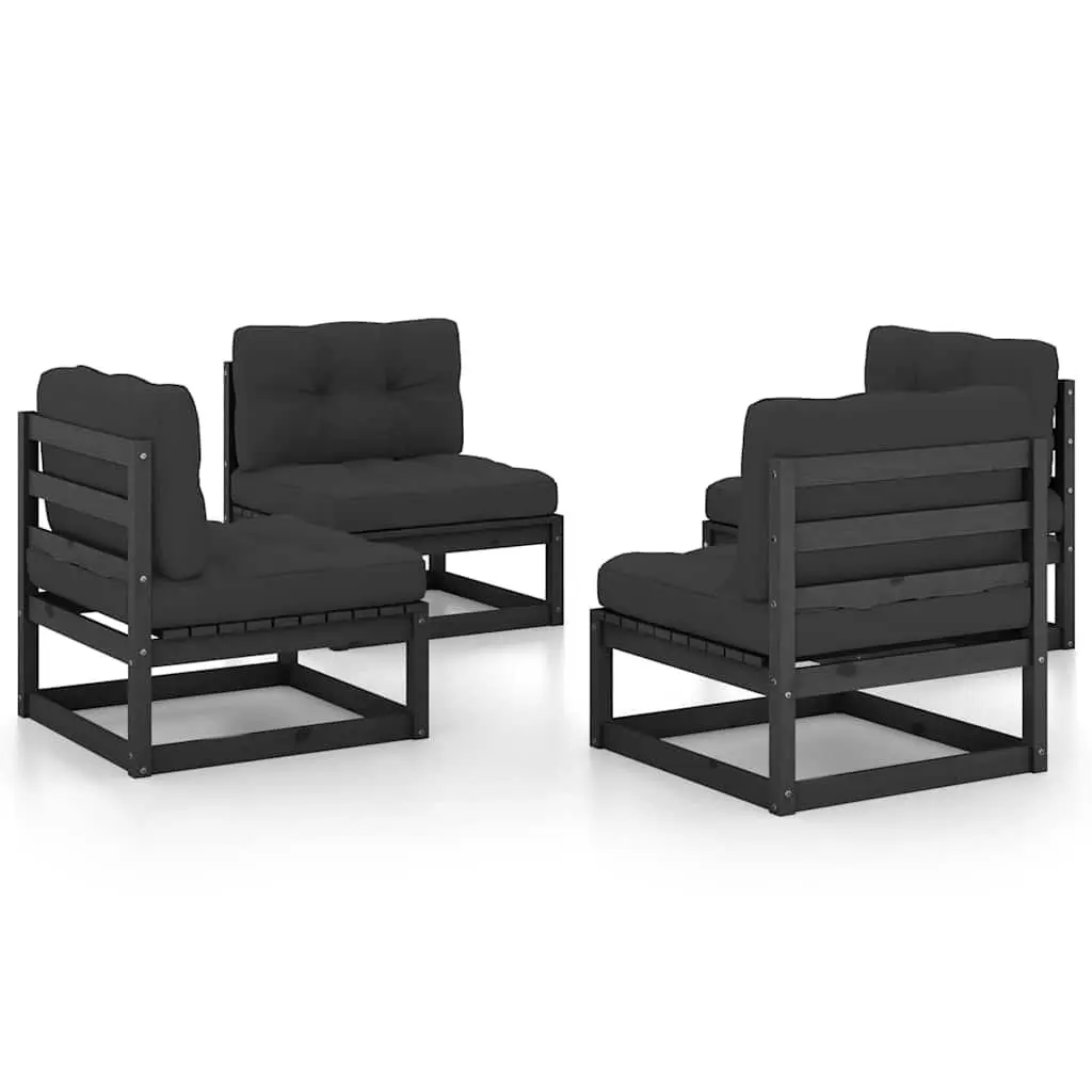 Outdoor Lounge Set 4 Piece with Cushions in Solid Pinewood