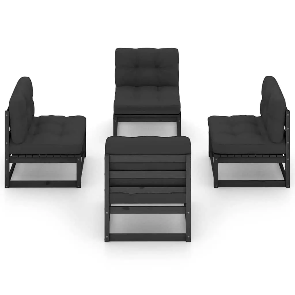 Outdoor Lounge Set 4 Piece with Cushions in Solid Pinewood