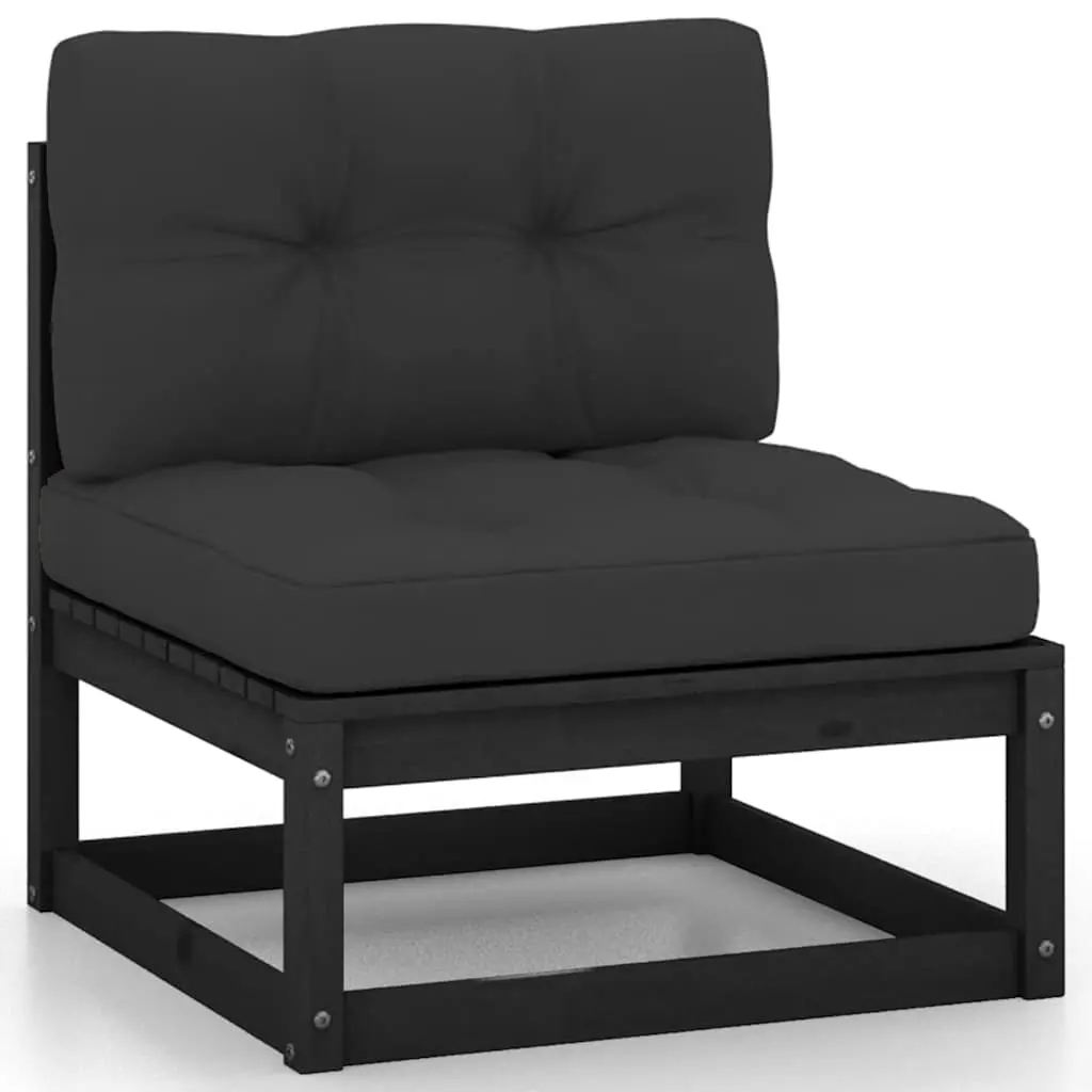 8-Piece Black Garden Lounge Set with Cushions