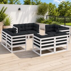 Durable 8 Piece Garden Lounge Set with Cushions in White
