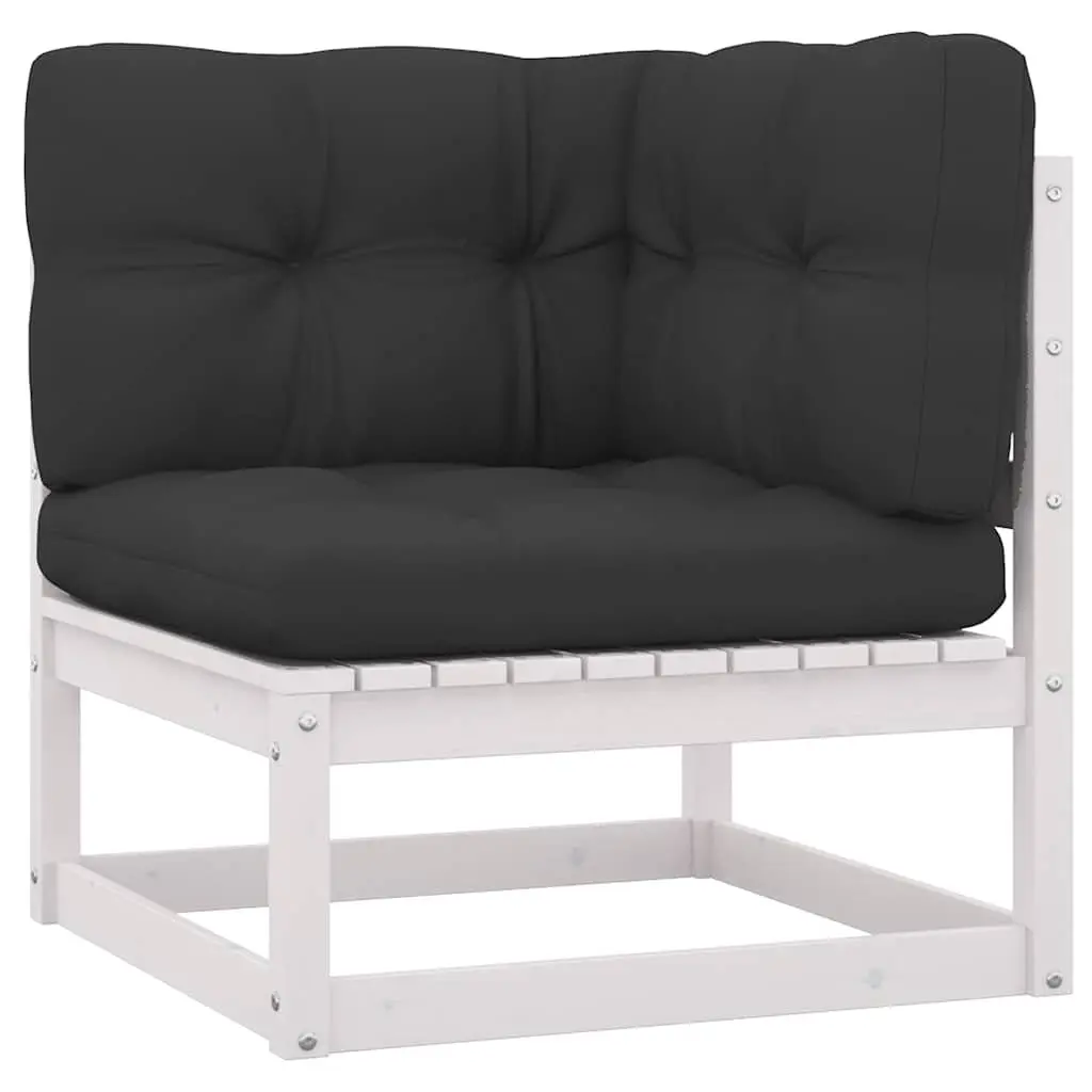 Garden Lounge Set Solid Pinewood 8 Piece Outdoor Furniture with Cushions White