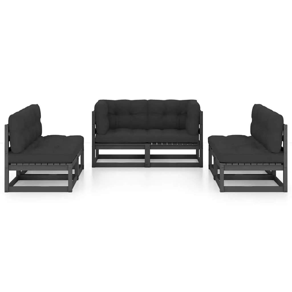 6 Piece Garden Lounge Set with Cushions in Solid Wood
