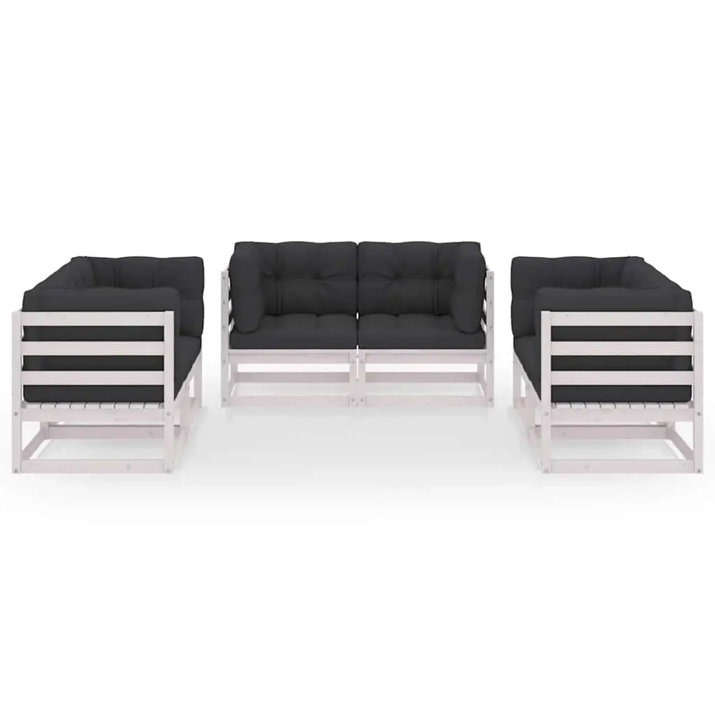 6-Piece Modular Garden Lounge Set with Cushions in White