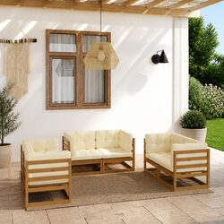 Durable Brown 6-Piece Garden Lounge Set with Cushions