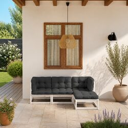 Outdoor Furniture Garden Lounge Set with White Cushions