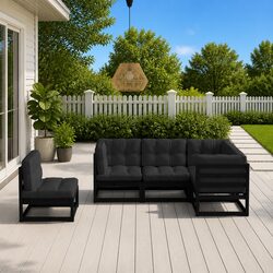 5-Piece Modular Garden Lounge Set with Black Cushions