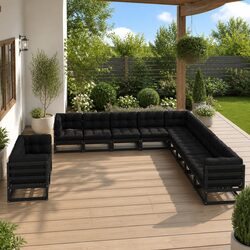 Solid Pinewood 11 Piece Garden Lounge Set with Cushions